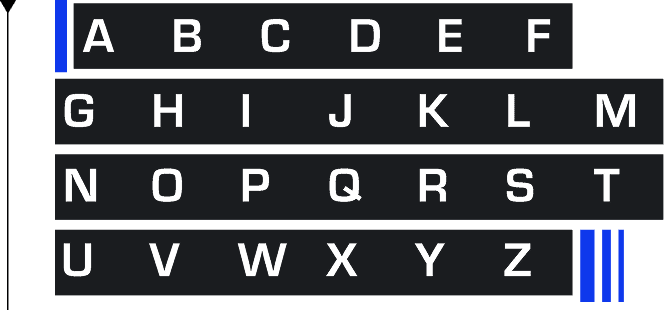 Eurostile uppercase alphabet specimen