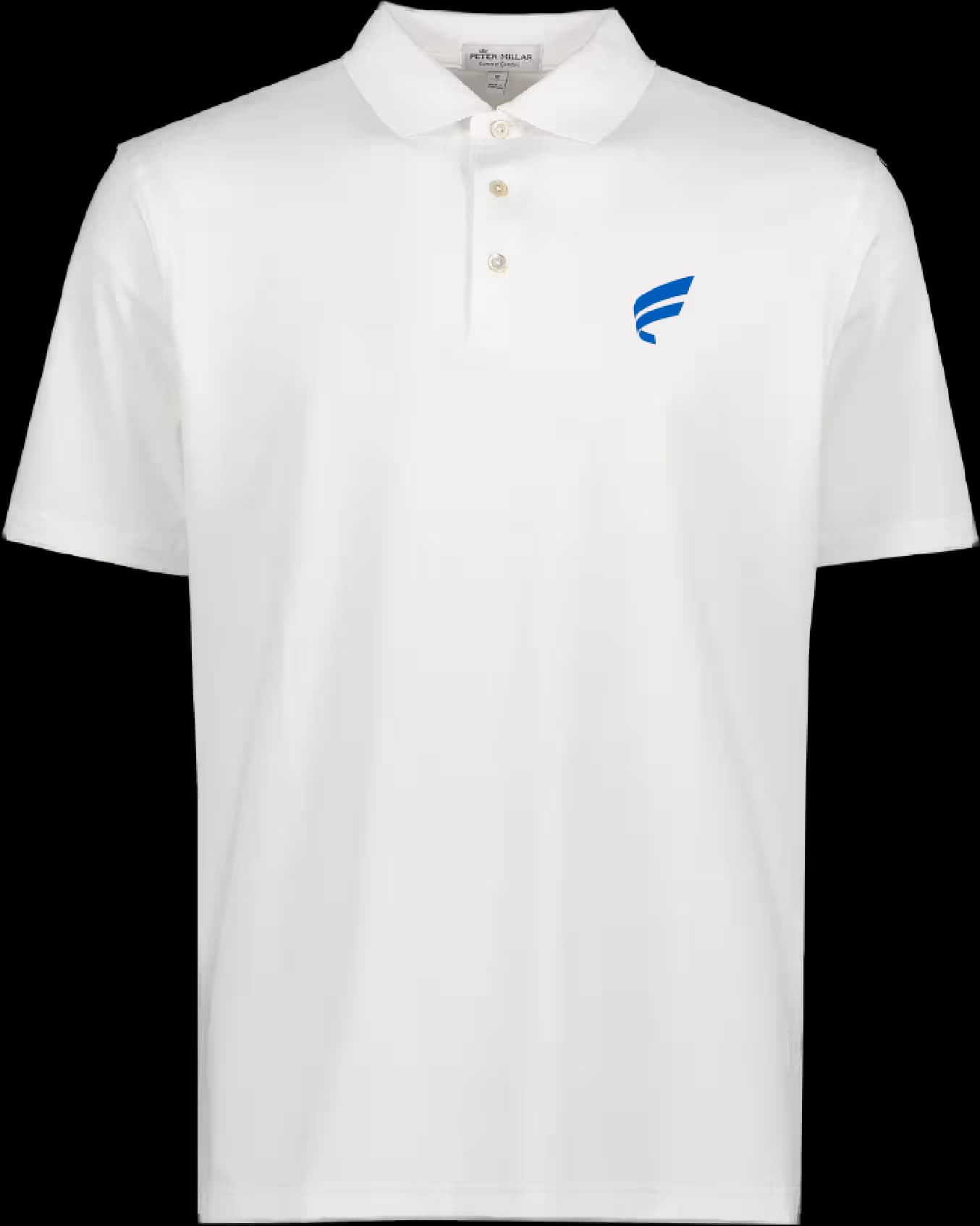 Solid Performance Jersey Polo in white with embroidered Fluent logo on left chest