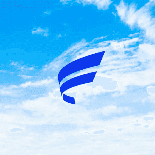 Blue logo on a photo with no distracting elements