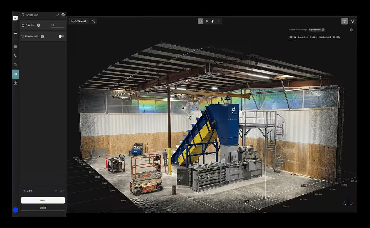 Leica BLK2GO walk-through scan point cloud interface