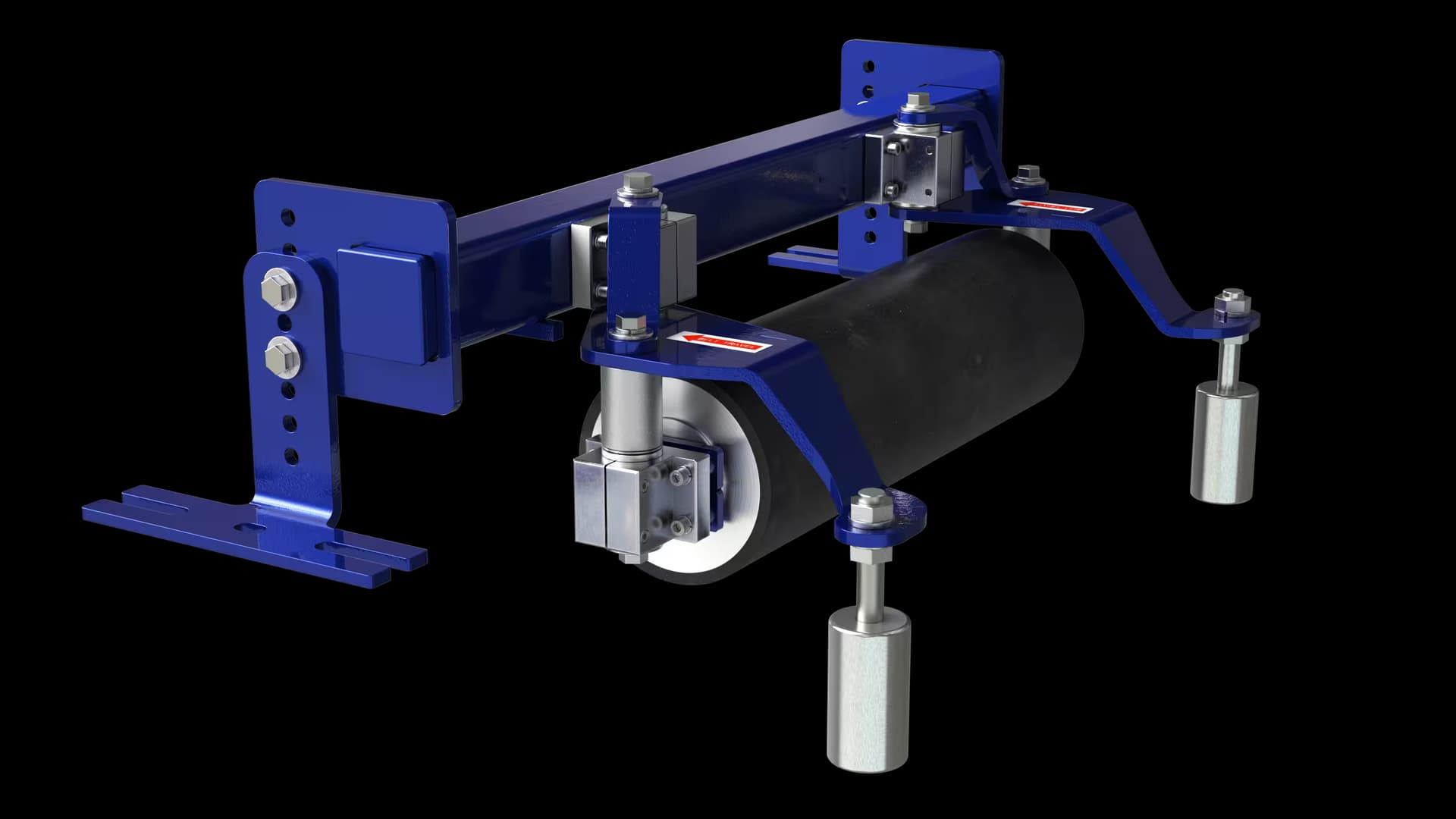 3D render of industrial conveyor roller assembly for scheduled maintenance