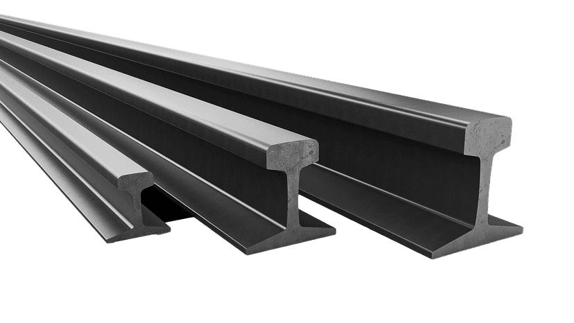 Railroad rails for roller chain conveyors