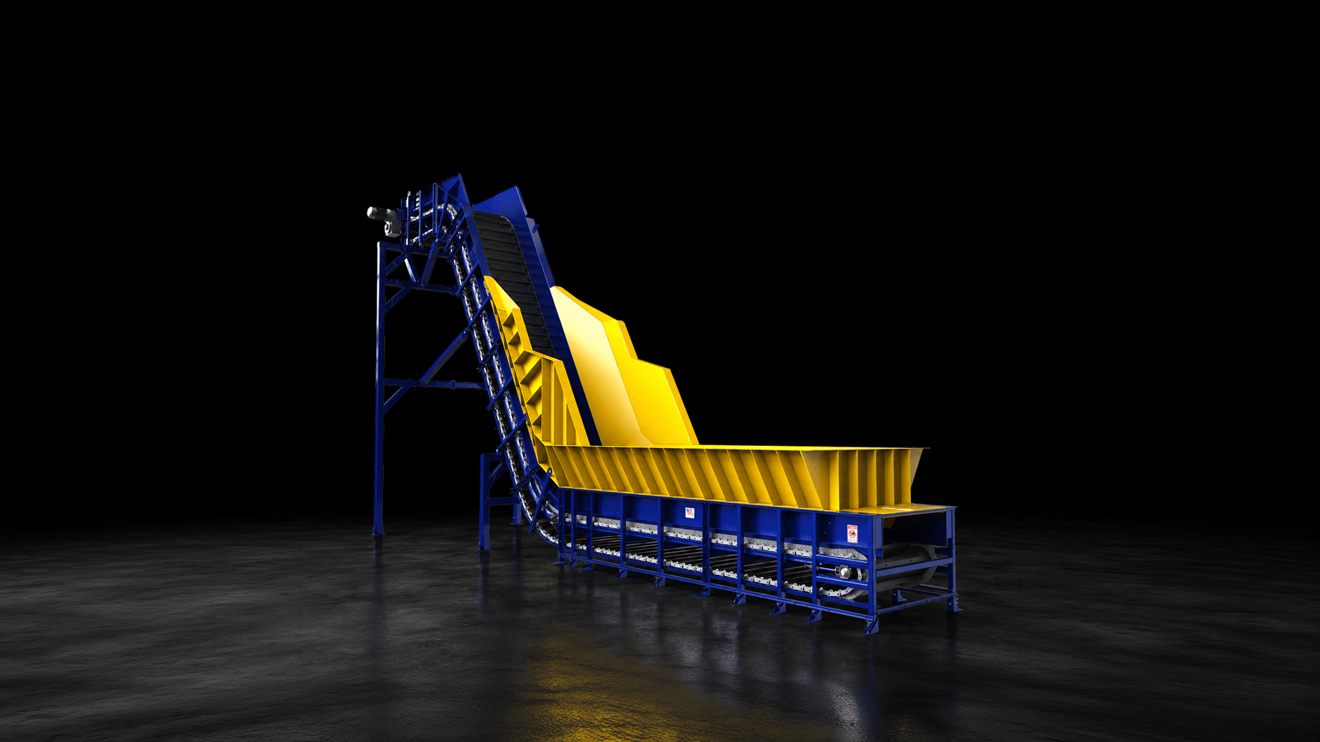 Tumble-back and shredder infeed