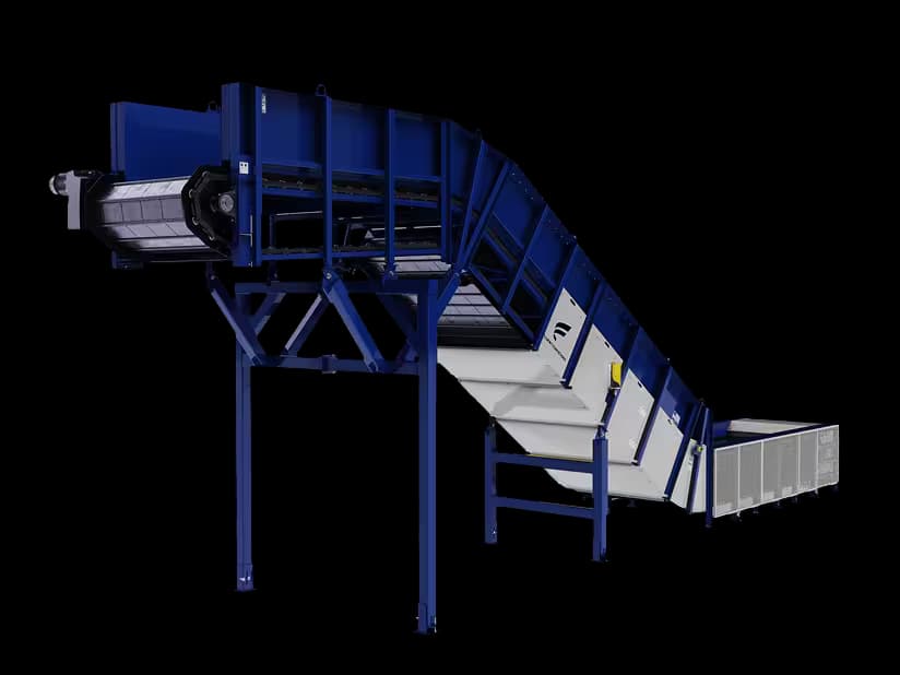 Blue industrial conveyor belt system