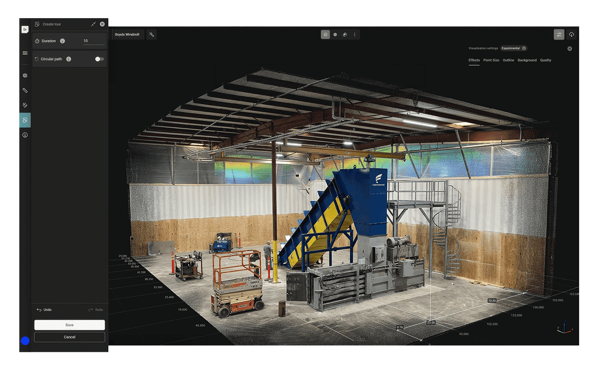 Leica BLK2GO walk-through scan point cloud interface